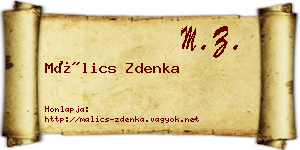 Málics Zdenka névjegykártya